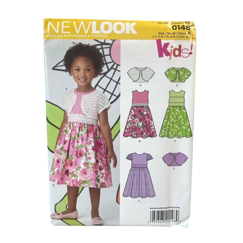 NEWLOOK 0148 Kids Dress Bolero Girls US 3-8 Childrens Sewing Pattern UNCUT FF